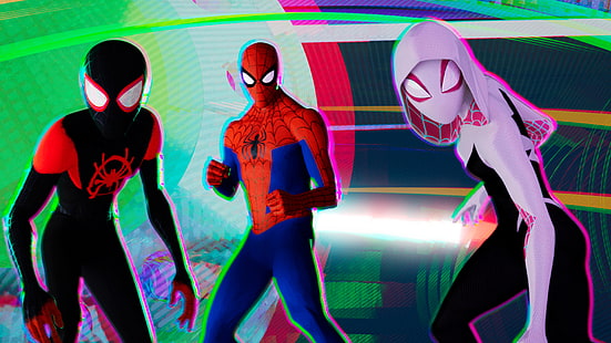 Филм, Spider-Man: Into The Spider-Verse, Майлс Моралес, Spider-Gwen, Spider-Man, HD тапет HD wallpaper