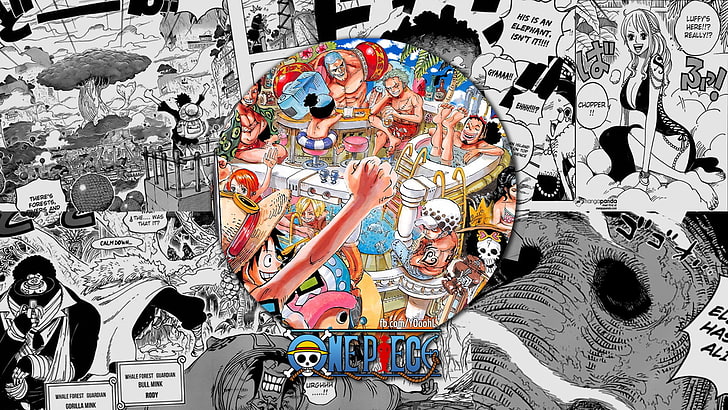 Аниме, One Piece, Брук (One Piece), Фрэнки (One Piece), Обезьяна Д. Луффи, Нами (One Piece), Нико Робин, Санджи (One Piece), Тони Тони Чоппер, Трафальгар Лоу, Усопп (One Piece),Зоро Ророноа, HD обои