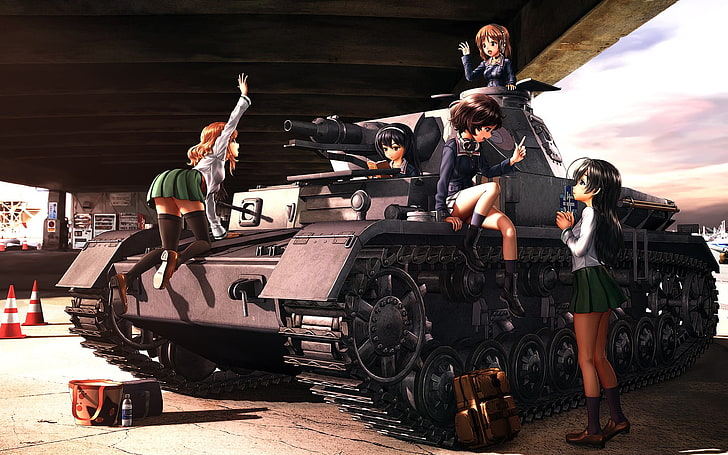 Girls und Panzer, canotta, uniforme scolastica, Sfondo HD