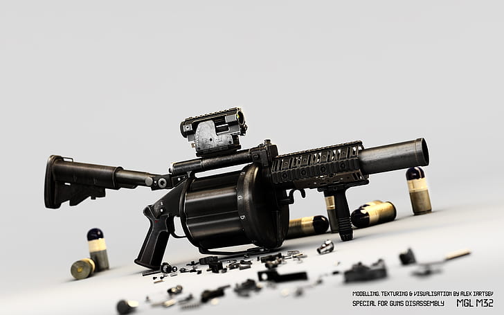 armes, lance-grenades, cartouches, manuel, Milkor mgl, mgl m32, Fond d'écran HD