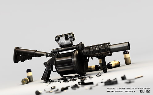 weapons, grenade launcher, cartridges, manual, Milkor mgl, mgl m32, HD wallpaper HD wallpaper