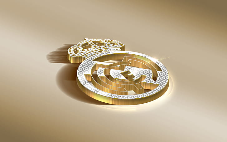 Logotipo, Dorado, Fútbol, ​​Real Madrid, Fútbol, ​​Real, Madrid, RMA, RealMadrid, Fondo de pantalla HD