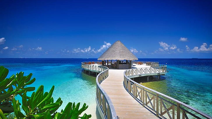 Wallpaper Moldives Island Resort in Oceano Indiano per desktop 1920 × 1080, Sfondo HD