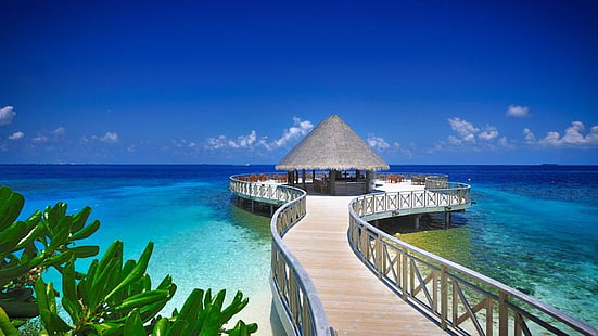 Wallpaper Moldives Island Resort in Oceano Indiano per desktop 1920 × 1080, Sfondo HD HD wallpaper
