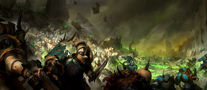 демон, хаос, Warhammer 40 000, Death Guard, тарелка, Nurgle, HD обои HD wallpaper