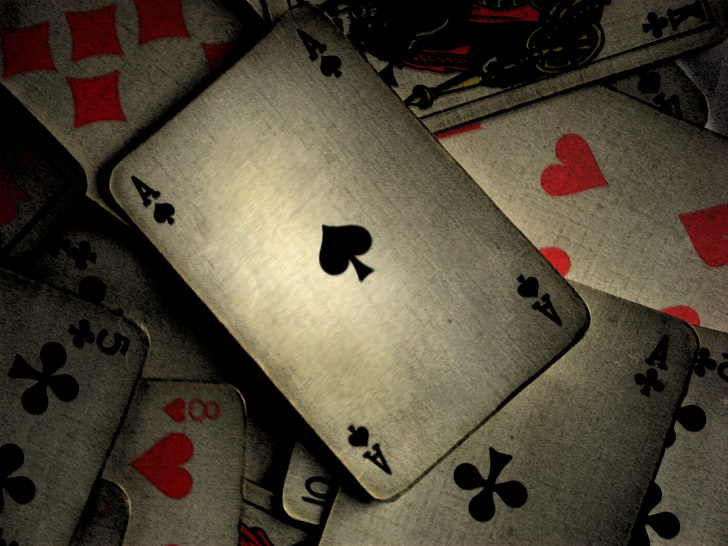 асо пика игрална карта, карта, сиво, покер, HD тапет