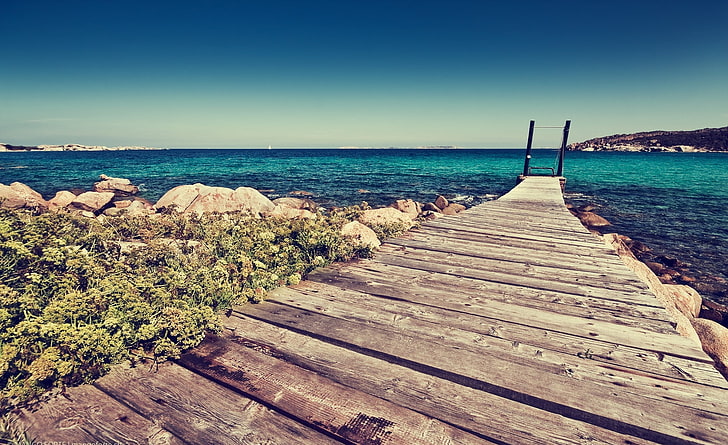 Kai, braune und graue Seadock, Jahrgang, Strand, Natur, Italien, Europa, Mittelmeer, Mittelmeer, Kai, HD-Hintergrundbild