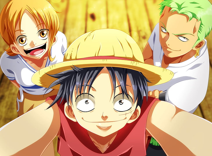 One Piece, Nami, Roronoa Zoro, Macaco D. Luffy, HD papel de parede