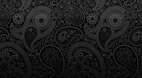 Diseño en blanco y negro, papel tapiz de patrón de Paisley gris y negro, Aero, Patrones, Fondo de pantalla HD HD wallpaper