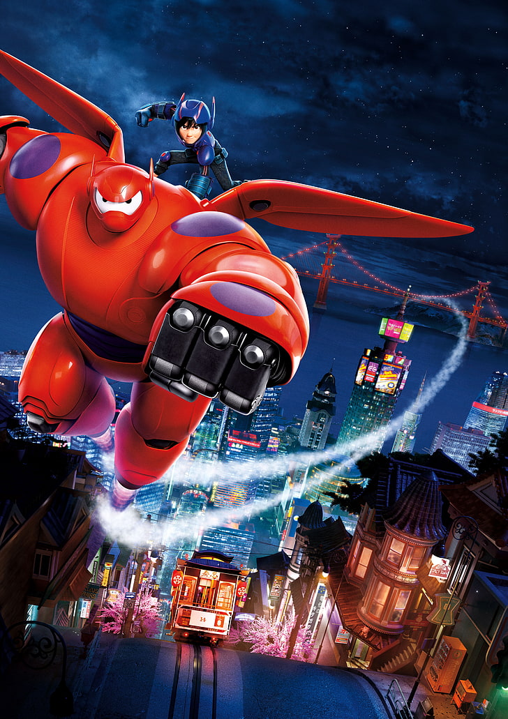 Disney, Pixar Animation Studios, Baymax (Big Hero 6), films, Fond d'écran HD, fond d'écran de téléphone