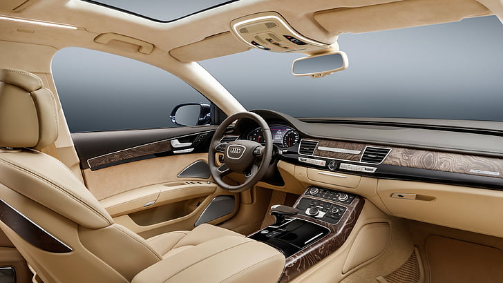 Audi vehicle interior, Audi A8 L Extende, luxury cars, interior, HD wallpaper