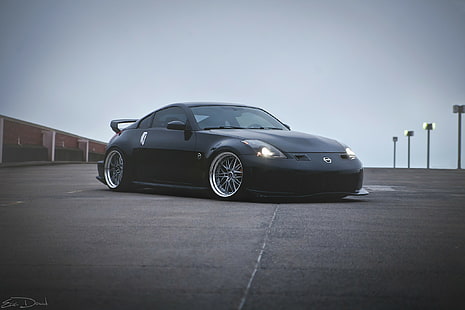 Nissan 350z Tuning, black sports coupe, Nissan, 350z, Tuning, stance, HD wallpaper HD wallpaper