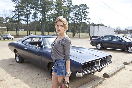  look, pose, street, Dodge Charger, Amber Heard, Piper, Drive Angry, HD wallpaper HD wallpaper