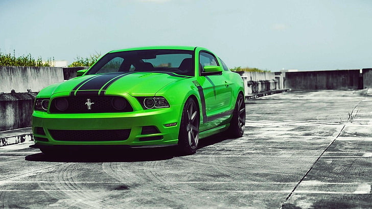 green Ford Mustang coupe], mobil, Ford Mustang, Ford Mustang Boss 302, Super Car, Wallpaper HD