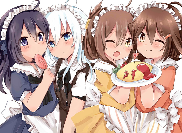 مجموعة Kantai ، فتيات الأنمي ، فتيات الأنمي يأكلن، خلفية HD