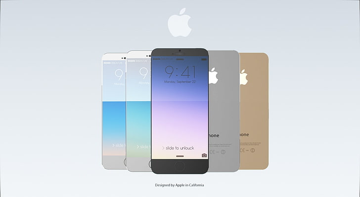 iPhone 6 promotionnel, cinq smartphones de couleurs assorties, ordinateurs, matériel, apple, iphone, iphone6, full hd, ipad, ipad air, mac, ios7, concept design, technology, apple, design, iphone6, air, ipad, ipadair,gentil, modèle, Fond d'écran HD