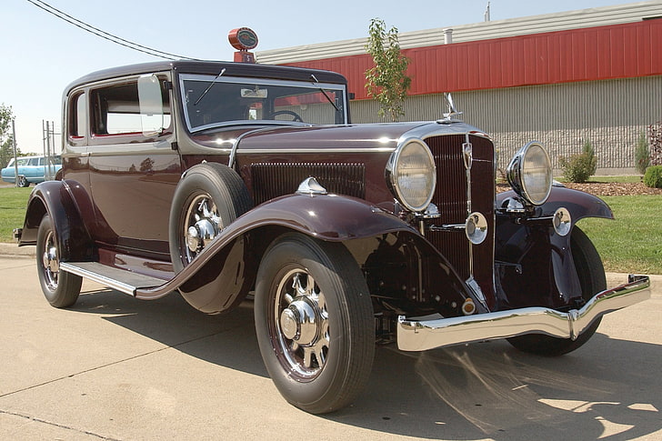 vintage brown coupe, mobil, retro, AS, Amerika, mobil, klasik, 1932, Model 91, Presiden St. Regis Brougham, Studebaker, Wallpaper HD