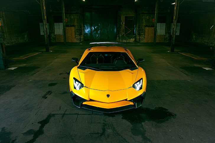 supercar, Lamborghini Aventador LP 750-4 Superveloce, Novitec Torado, giallo, Sfondo HD