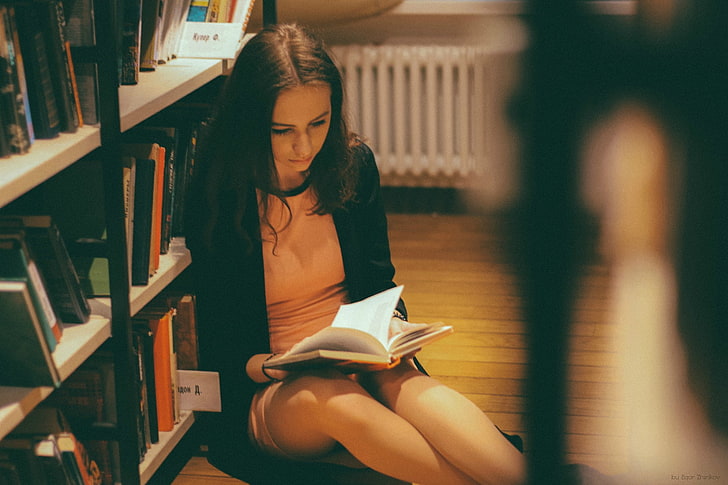 Frauen, Bibliothek, Lesen, HD-Hintergrundbild