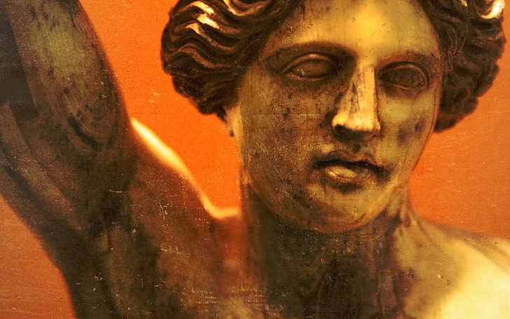 Estátua grega, arte, marrom, close-up, grécia, laranja, fotografia, escultura, estátua, HD papel de parede