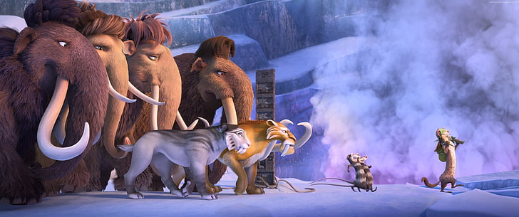 лучшие анимации 2016 года, мамонты, Ice Age 5: Collision Course, HD обои