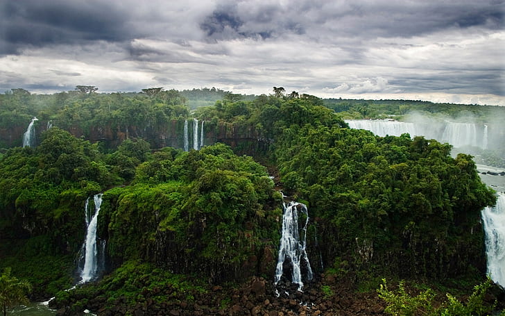 Vattenfall djungelskoglandskap HD, natur, landskap, skog, vattenfall, djungel, HD tapet