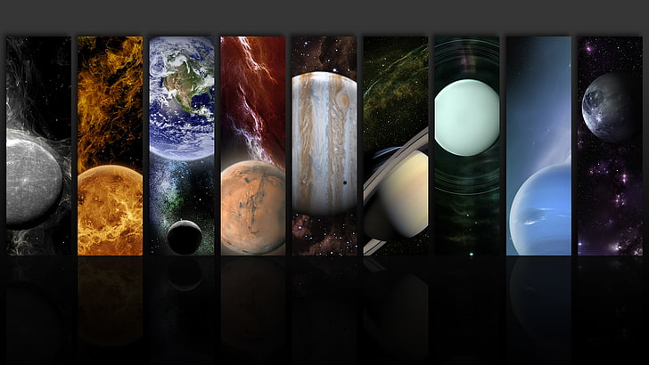 Sonnensystem digitale Tapete, Erde, Planet, Mars, Jupiter, Neptun, Saturn, Venus, HD-Hintergrundbild
