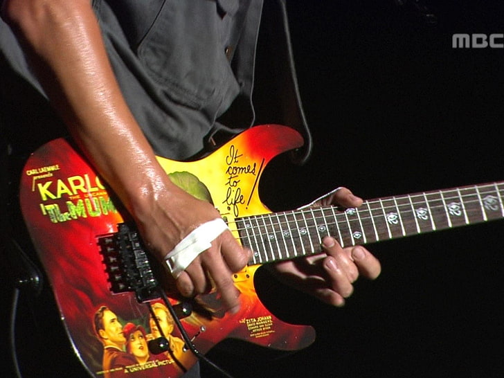 червена електрическа китара, Band (Music), Metallica, HD тапет