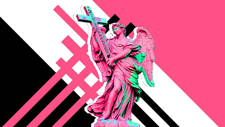 3840x2160 px ангел цифрово изкуство Китара Музикален инструмент Розова статуя Автомобили Ferrari HD Art, PINK, Angel, цифрово изкуство, статуя, китара, 3840x2160 px, Музикален инструмент, HD тапет