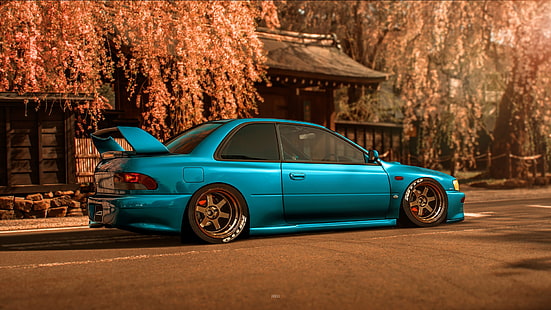 Subaru, mobil biru, kendaraan, mobil, Subaru Impreza, Gran Turismo Sport, Wallpaper HD HD wallpaper