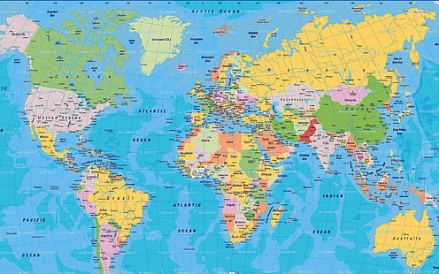 mapa azul e amarelo, país, mundo, mapa, HD papel de parede HD wallpaper