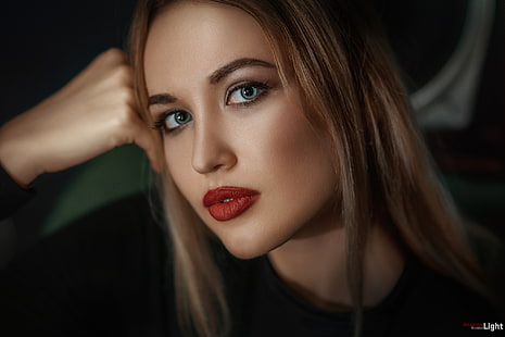wanita, pirang, wajah, potret, lipstik merah, Wallpaper HD HD wallpaper