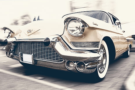clássico bege Cadillac Eldorado cupê, cadillac, oldtimer, vista frontal, HD papel de parede HD wallpaper