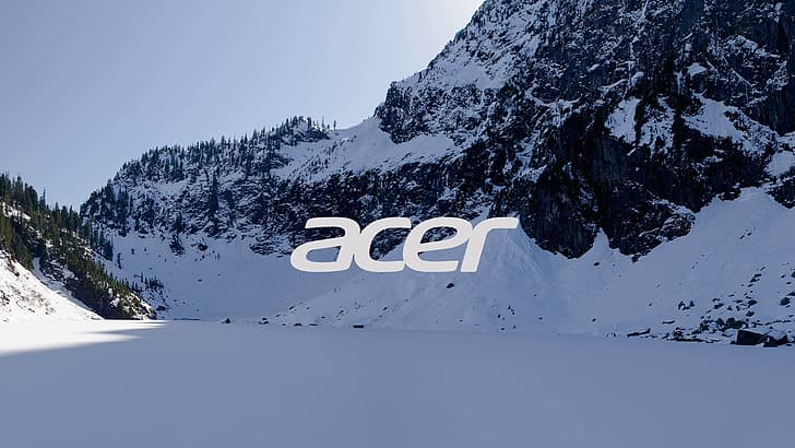 зима, Acer, лого, горы, природа, HD обои