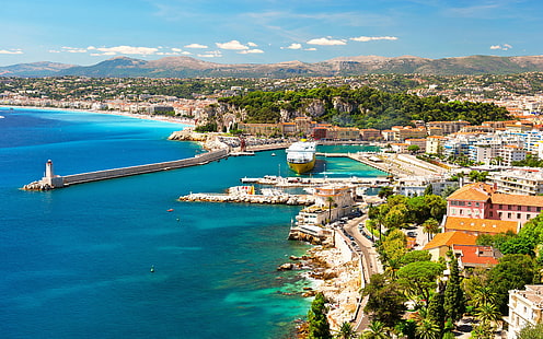 Bonita ciudad de la costa de la Costa Azul, el mar Mediterráneo, Francia Ultra fondo de pantalla para teléfonos móviles de escritorio y tabletas 3840 × 2400, Fondo de pantalla HD HD wallpaper