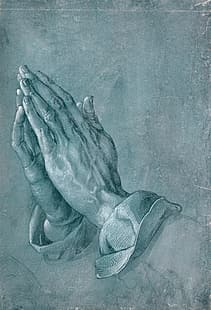 albrecht durer, ilustracja, dzieło sztuki, gest ręki, ręce, modlitwa, modlitwa, atrament, litografia, Tapety HD HD wallpaper