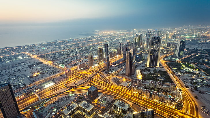 high rise buildings, the city, skyscrapers, Dubai, UAE, HD wallpaper