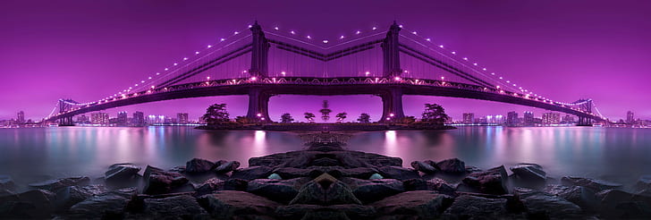 pont, photographie, violet, ville, nuit, pont, photographie, violet, ville, nuit, Fond d'écran HD