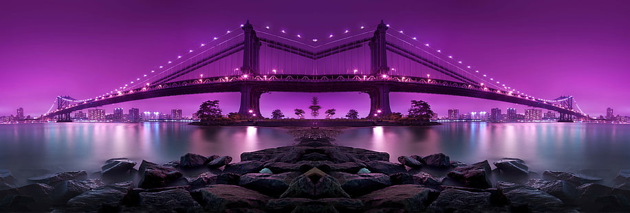 ponte, fotografia, viola, città, notte, ponte, fotografia, viola, città, notte, Sfondo HD HD wallpaper