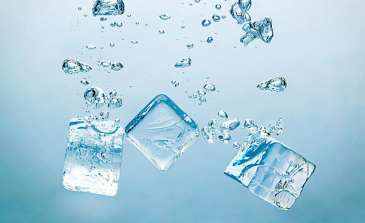 Ледяные кубики - пузыри, кубики льда, стихия, вода, пузыри, кубики льда, HD обои