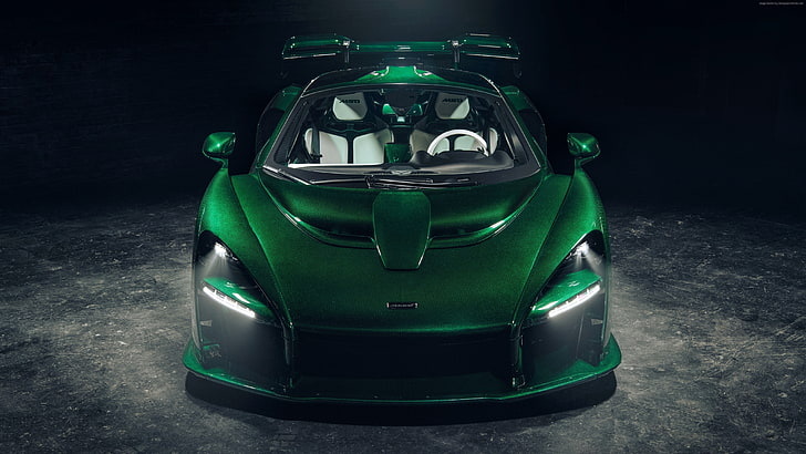 4K, 2018 Cars, McLaren Senna GTR Green Carbon, supercar, HD wallpaper