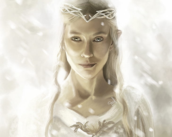 fantasy girl, Galadriel, The Lord of the Rings, grafika, elfka, Tapety HD