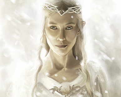 fantasy girl, Galadriel, The Lord of the Rings, grafika, elfka, Tapety HD HD wallpaper