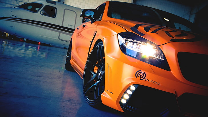 carro, laranja, Mercedes-Benz, supercarros, tuning, HD papel de parede