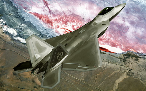 F22 Raptor Vola sopra, sopra, rapace, aerei, Sfondo HD HD wallpaper