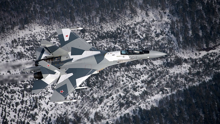 играчка със сив и бял самолет, военен, военен самолет, реактивен изтребител, Sukhoi Su-35, Sukhoi, руските ВВС, HD тапет