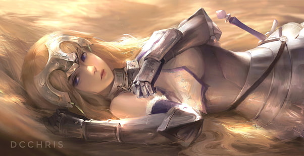 Jeanne d'Arc, Fate Series, Fate / Grand Order, Fate / Apocrypha, Ruler (Fate / Apocrypha), anime girls, Armored, capelli lunghi, capelli biondi, Sfondo HD HD wallpaper