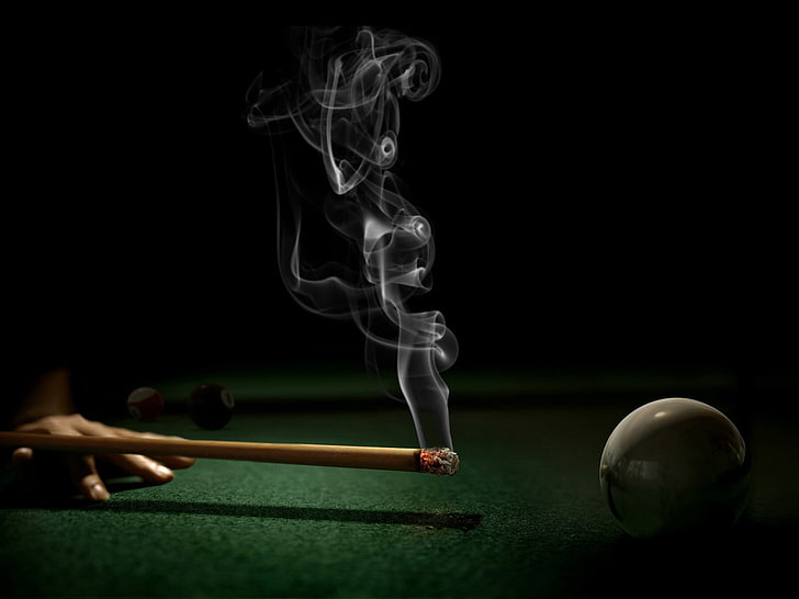 brown cue cigar illustration, ball, corruption, Billiards, HD wallpaper
