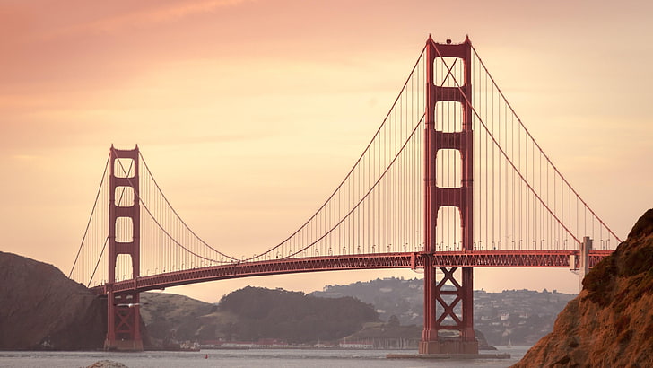 الجسر ، البوابة الذهبية ، الولايات المتحدة ، الولايات المتحدة الأمريكية ، سان فرانسيسكو ، السماء ، الفجر ، الصباح ، الشروق، خلفية HD