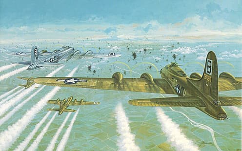 Boeing, Kunst, B-17, Schwer, First, Amerikanisch, Flying Fortress, Seriell, Viermotoriger Bomber, Metall, HD-Hintergrundbild HD wallpaper